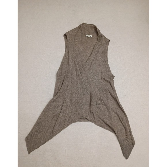 GAP Sweaters - Gap Women Taupe Brown Wool Blend Sleeveless Draped Asymmetrical Cardigan Vest S
